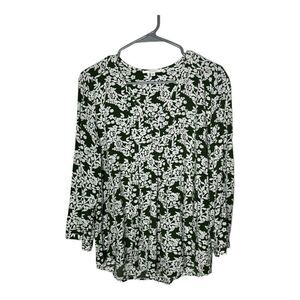 Fun2Fun Stitch Fix Blouse Womens Large Floral Green V Neck 3/4 Sleeves Boho